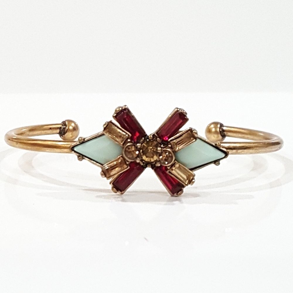 Multi-Color Crystal Gold-Tone Cuff Bracelet